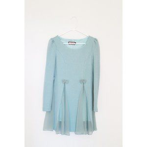 Girls Pastel Mint Green Princess Cut Bow Dress M